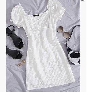 Amazon - Women's Sweetheart Neck, Puff Sleeve Mini Dress